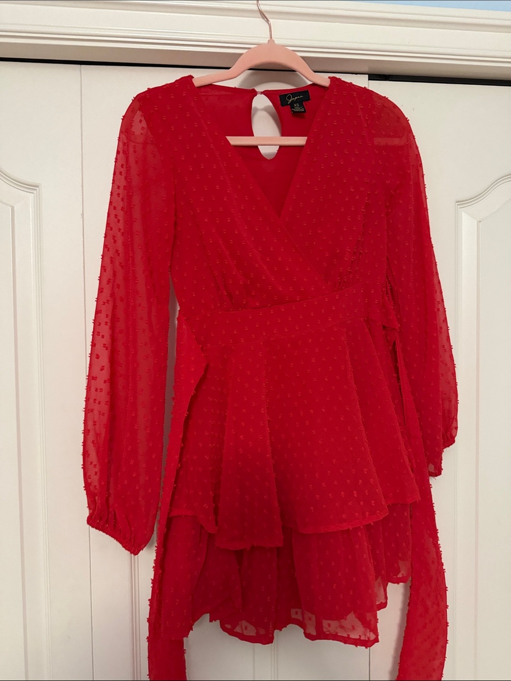 Japna Red Textured Sleeveless Dress
